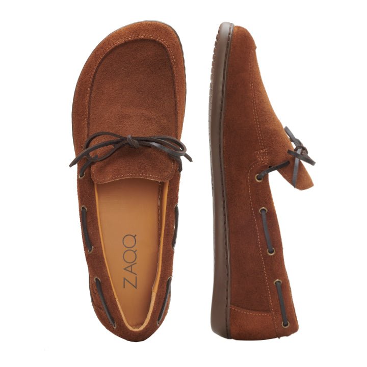 QEA Velours Cognac - ZAQQ Barfußschuhe